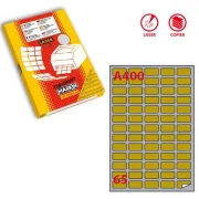 Etichette adesive A400 - permanenti - per stampanti laser - 38,1 x 21,2 mm - 65 et/fg - 100 fogli A4 - oro - Markin 220LGA400...