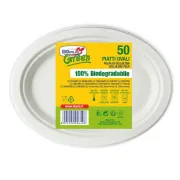 Piatti ovali - 26x19,5 cm - biodegradabili - Dopla Green - conf. 50 pezzi 07764 - piatti monouso