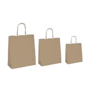 Shopper in carta - maniglie cordino - 18 x 8 x 24cm - avana - conf. 25 sacchetti 072147 - 