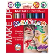 Tempera solida Make Up - cosmetica - Playcolor - astuccio 6 colori metallic 01011 - 