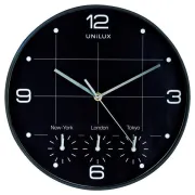 Orologio da parete On Time - 4 fusi orari - diametro 30 cm - nero - Unilux 400094567 - orologi - barometri da scrivania e da ...