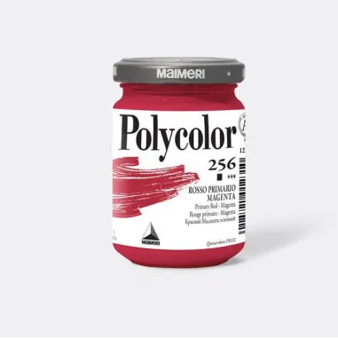 Tempere - belle arti - Colore vinilico Polycolor vasetto 140 ml rosso primario magenta Maimeri - CONF. 3 pz - 