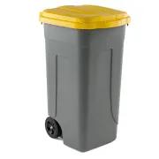 Sacchi rifiuti - pattumiere - bidoni - Bidone Mobile 100Lt grigio con Coperchio Giallo Per Raccolta Differenziata - 