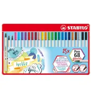 Pennarelli Pen 68 Brush - colori assortiti - Stabilo - scatola metallo 25 pezzi 568/25-321 - 