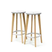 Tavolini e sedie zona ristoro - Set 2 sgabelli Woody Bianco/Faggio Paperflow - 