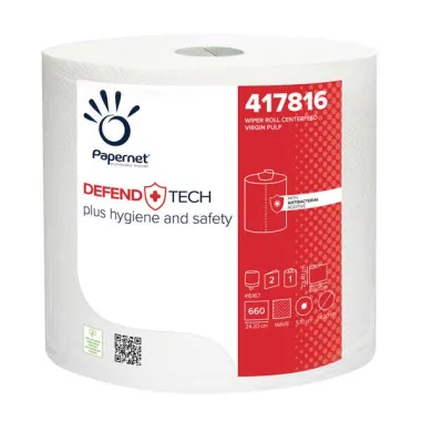 Bobine asciugatutto e supporti - Bobina industriale Defend Tech 660 strappi con formula antibatterica - CONF.3 pz - 