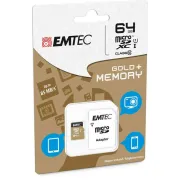 Emtec - Micro SDXC Class 10 Gold + con Adattatore - ECMSDM64GXC10GP - 64GB ECMSDM64GXC10GP - 