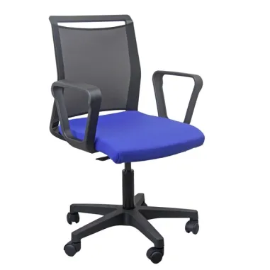 Sedute operative - Sedia home/office Smart Light schienale in rete nero seduta blu con braccioli - 