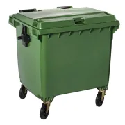 Sacchi rifiuti - pattumiere - bidoni - Contenitore rifiuti 1100Lt con ruote verde Contivia 4 - 