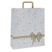 Shoppers - con maniglie piattina - carta - 26 x 11 x 34,5 cm - fantasia stellata - bianco - Mainetti Bags - conf. 25 pez