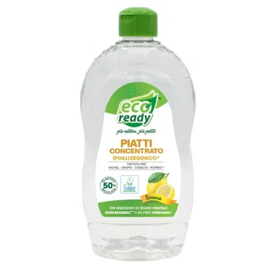 Detergenti e detersivi per pulizia - Detersivo piatti concentrato Limone ipoallergenico 0.50Lt Linea Eco Ready - 