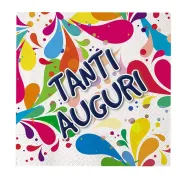 Festoni e palloncini - 20 tovaglioli in carta 33x33cm "Tanti Auguri" Big Party - 
