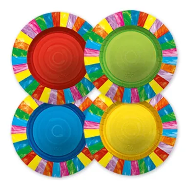 Festoni e palloncini - 8 piatti in carta Ø25cm fantasia multicolor Arcobaleno Big Party - 