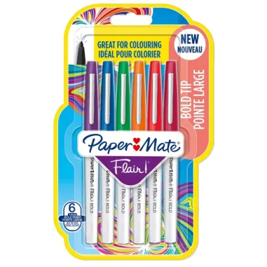 Punta feltro - Blister 6 pennarelli Flair Nylon colori assortiti Bold Papermate - 