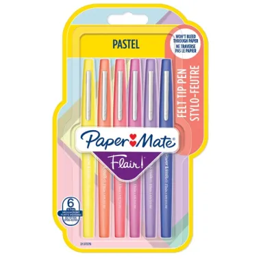 Punta feltro - Blister 6 pennarelli Flair Nylon colori assortiti Pastel Papermate - 