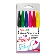 Pennarello Brush Sign Pen - colori assortiti - Pentel - conf. 6 pezzi 0022050 - 