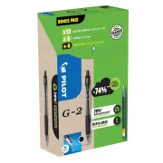 A scatto - Green pack 12penne + 12 refill roller gel scatto G-2 0.7mm nero PILOT - 