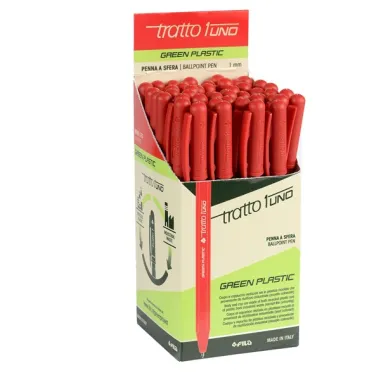 Con cappuccio - Scatola 50 penna rosso Tratto 1 Green punta media 1.0mm - 
