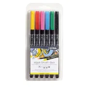 Accessori pittura - Astuccio 6 pennarelli Aqua Brush Duo colori primari Lyra - 
