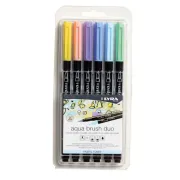 Accessori pittura - Astuccio 6 pennarelli Aqua Brush Duo colori pastel Lyra - 