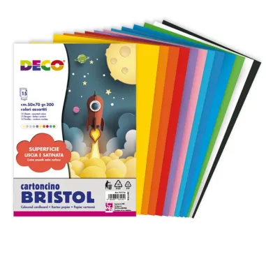 Cartoncino colorato - Busta di carta Bristol 15 fg colori 50x70cm colori assortiti DECO - 
