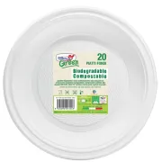Piatti fondi biodegradabili - Mater-Bi - diametro 220 mm - avorio - Dopla - conf. 20 pezzi 40034 - piatti monouso