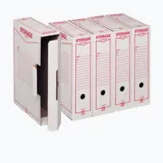 Scatola archivio Storage - A4 - 8,5x31,5x22,3 cm - bianco e rosso - 1601 Esselte Dox 00160100 - scatole archivio in cartone