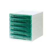 Cassettiera Olivia - 31 x 40 x 32,5 cm - 6 cassetti da 3 cm - grigio/verde trasparente - Arda TR13G6PV - cassettiere da scriv...