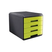 Cassettiera Mydesk - 29,5 x 38,5 x 28,2 cm - 4 cassetti da 4,5 cm - grigio/verde - Arda 18P4PV - cassettiere da scrivania