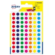 Etichette adesive PSA - permanenti - diametro 8 mm - 70 et/fg - 6 fogli - colori assortiti - Avery PSA08MX - etichette uso de...