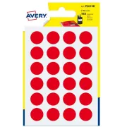 Etichette adesive PSA - permanenti - diametro 15 mm - 24 et/fg - 7 fogli - rosso - Avery PSA15R - etichette uso dedicato