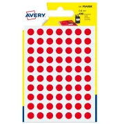Etichette adesive PSA - permanenti - diametro 8 mm - 70 et/fg - 7 fogli - rosso - Avery PSA08R - etichette uso dedicato