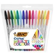 Penna sfera Cristal® multicolor - punta 1,6 mm - colori assortiti - Bic - conf. 15 pezzi 964899 - con cappuccio