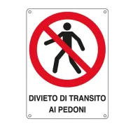 Cartello segnalatore - 27x37 cm - DIVIETO DI TRANSITO AI PEDONI - alluminio - Cartelli Segnalatori E620403X - cartelli segnal...