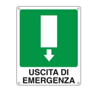 Cartello segnalatore - 25x31 cm - USCITA DI EMERGENZA - alluminio - Cartelli Segnalatori 20107X - cartelli segnaletici