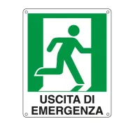 Cartello segnalatore - 25x31 cm - USCITA DI EMERGENZA (destra) - alluminio - Cartelli Segnalatori E20106X - cartelli segnaletici