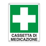 Cartello segnalatore - 16x21 cm - CASSETTA DI MEDICAZIONE - alluminio - Cartelli Segnalatori E20113W - cartelli segnaletici