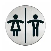 Pittogramma adesivo - WC donne/uomini - diametro 8,3 cm - acciaio - Durable 4920-23 - targhe con pittogrammi
