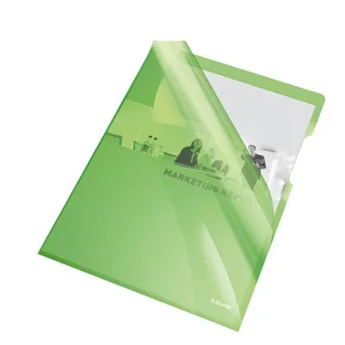 Cartelline a L - PVC - liscio - 21x29,7 cm - verde cristallo - Esselte - conf. 25 pezzi 55436 - 