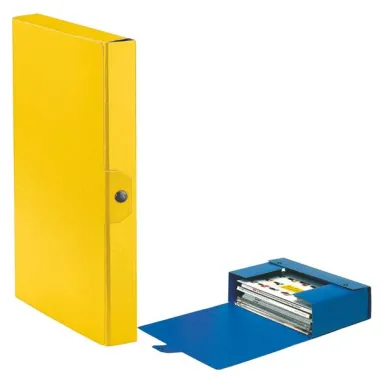 Scatola progetto Eurobox - dorso 4 cm - 25x35 cm - giallo - Esselte 390324090 - scatole archivio con bottone