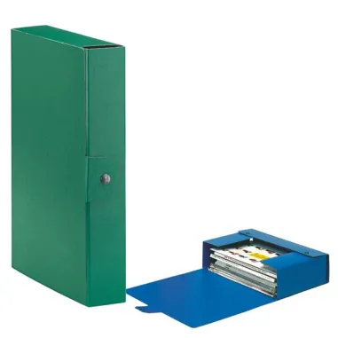 Scatola progetto Eurobox - dorso 6 cm - 25x35 cm - verde - Esselte 390326180 - scatole archivio con bottone