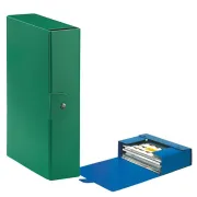 scatole archivio con bottone - Scatola progetto Eurobox - dorso 8 cm - 25x35 cm - verde - Esselte 390328180 - 