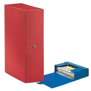 Scatola progetto Eurobox - dorso 10 cm - 25x35 cm - rosso - Esselte 390330160 - scatole archivio con bottone