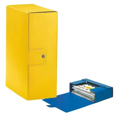 Scatola progetto Eurobox - dorso 12 cm - 25x35 cm - giallo - Esselte 390332090 - scatole archivio con bottone