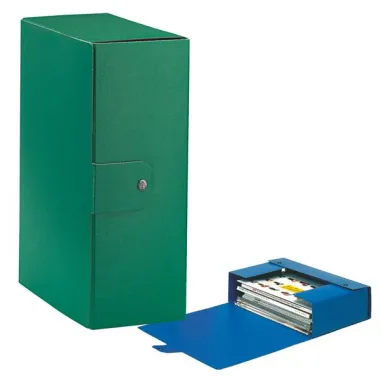Scatola progetto Eurobox - dorso 12 cm - 25x35 cm - verde - Esselte 390332180 - scatole archivio con bottone