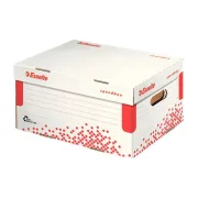 Scatola container Speedbox - Small - 25,2x35,5cm - dorso 19,3 cm - bianco e rosso - Esselte 623911 - scatole archivio in cartone