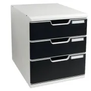 Cassettiera Modulo A4 - 28,8 x 32 x 35 cm - 3 cassetti - grigio/nero - Exacompta 325014D - cassettiere da scrivania