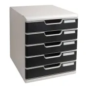 Cassettiera Modulo A4 - 28,8 x 32 x 35 cm - 5 cassetti - grigio/nero - Exacompta 301014D - cassettiere da scrivania