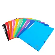 cartelle con elastico - Cartellina con elastico - cartoncino lustrè - 3 lembi - 400 gr - 24x32 cm - mix 10 colori - Exac