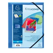 cartelline a tre lembi plastica - Cartella personalizzabile Kreacover® - con elastico - PP - 24x32 cm - blu trasparente 